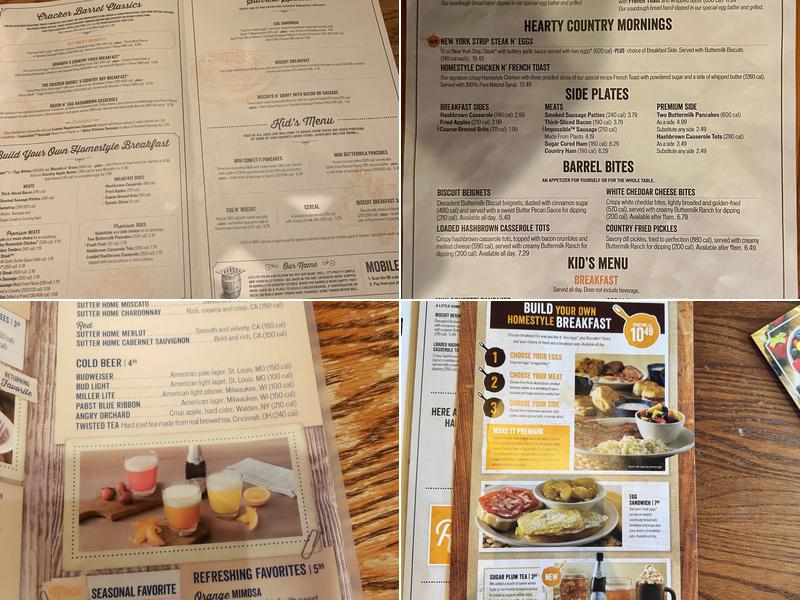 Cracker Barrel Old Country Store Menu