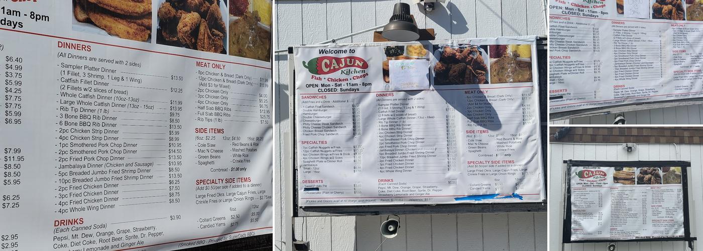 Cajun Kitchen Menu