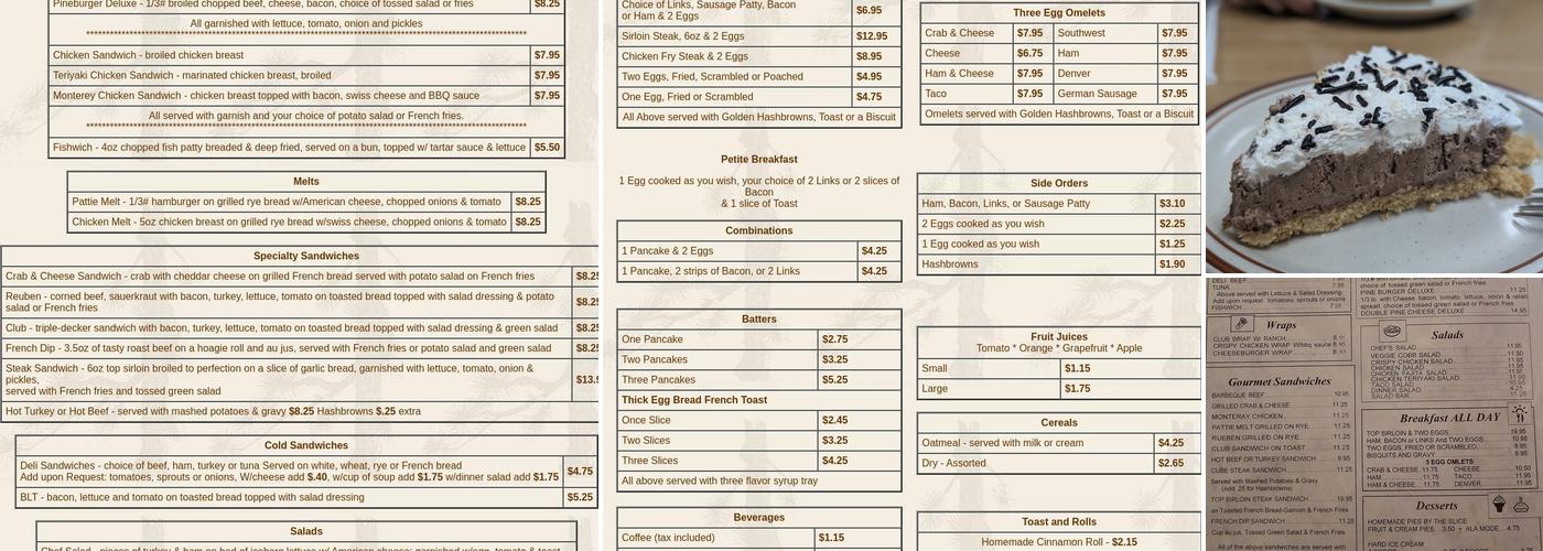 Ponderosa Restaurant & Brass Rail Lounge Menu