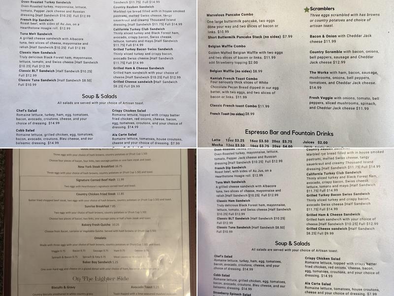 Hearthstone Restaurant & Bakery Menu
