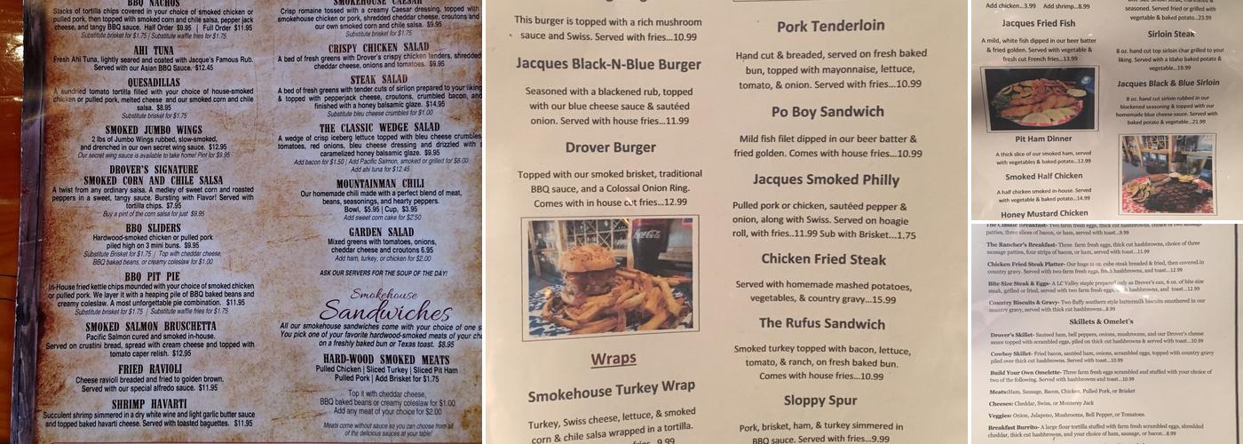 Drovers Run At Jacques Spur Menu