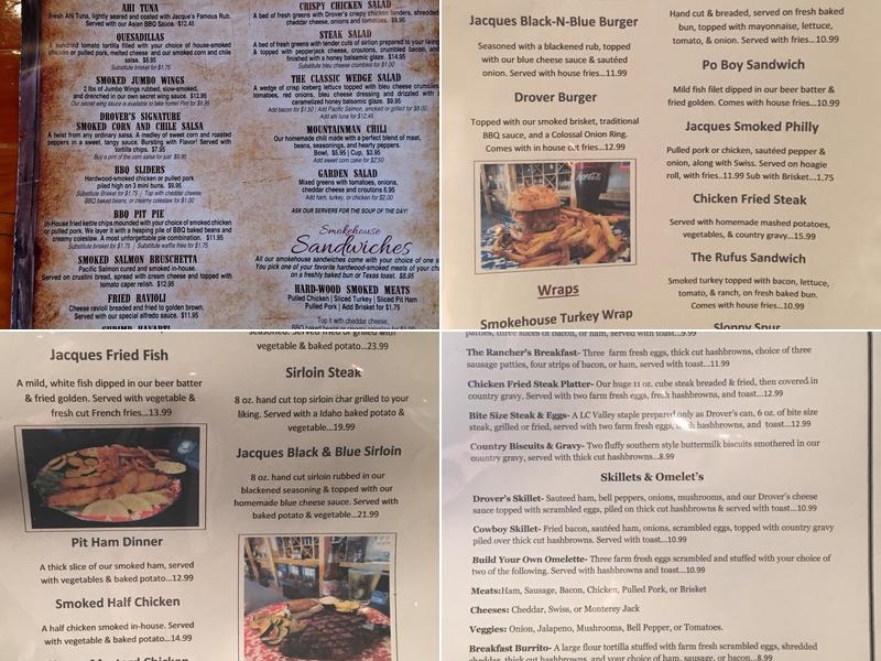 Drovers Run At Jacques Spur Menu