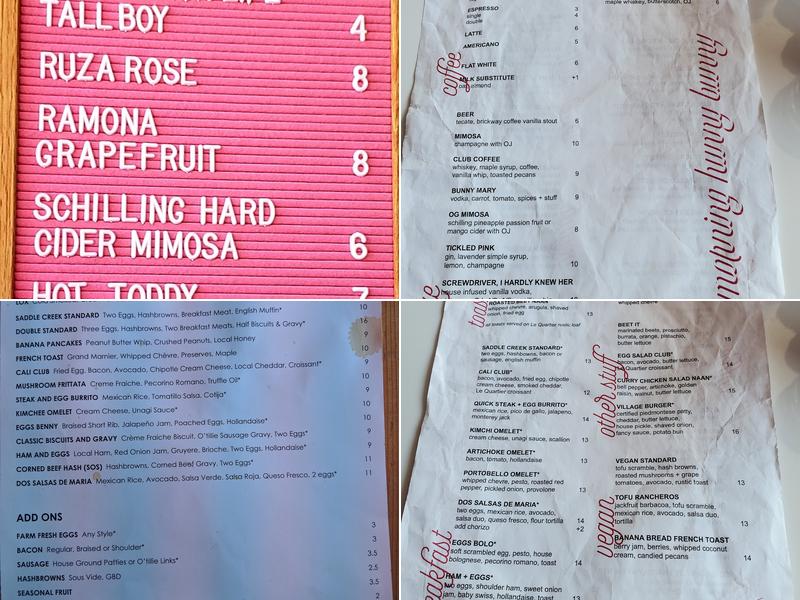 Saddle Creek Breakfast Club Menu