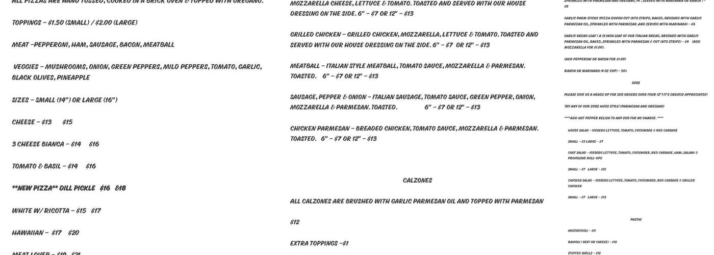 Tomato & Basil Menu
