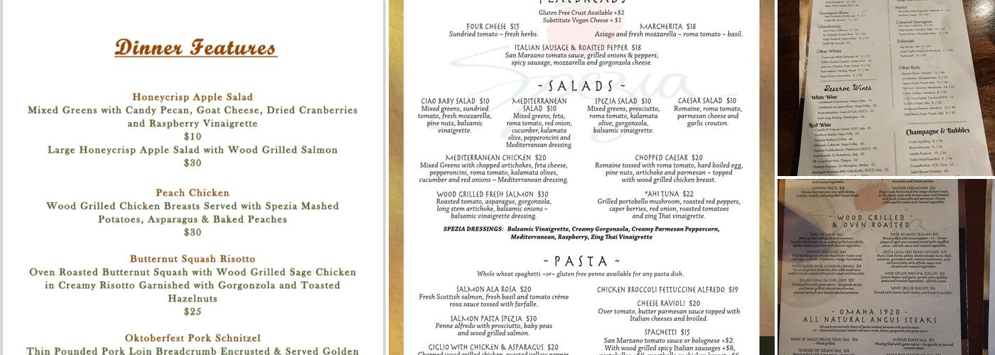 Spezia Omaha Menu