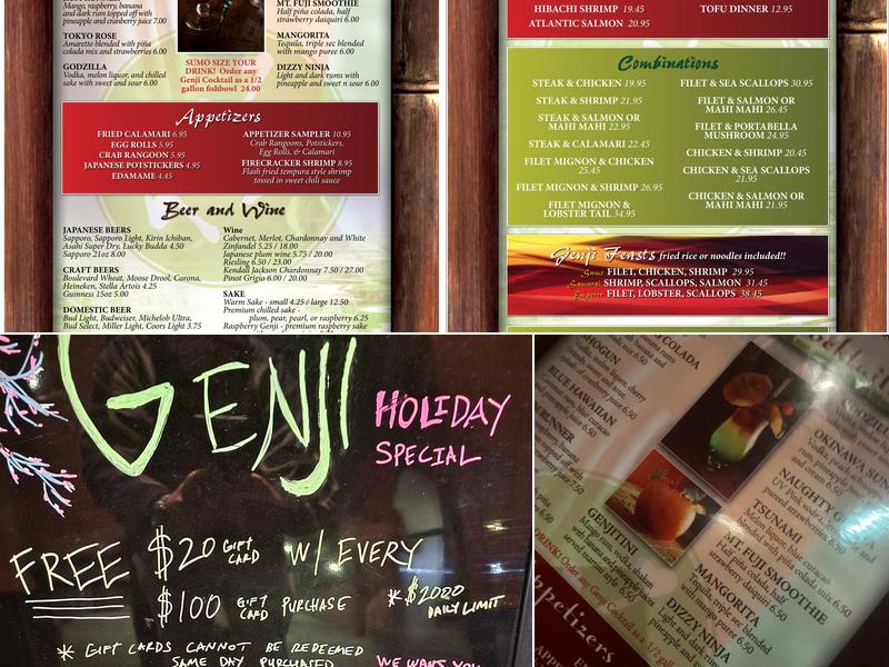Genji Japanese Steakhouse Menu