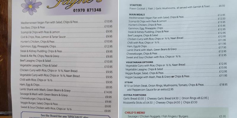 The Railway Inn Menu