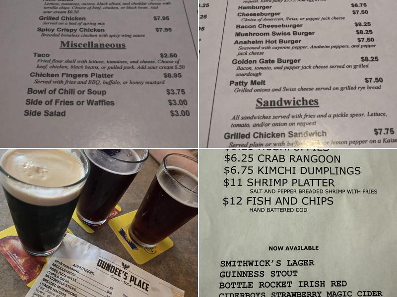 Dundee’s Place Bar and Grill Menu