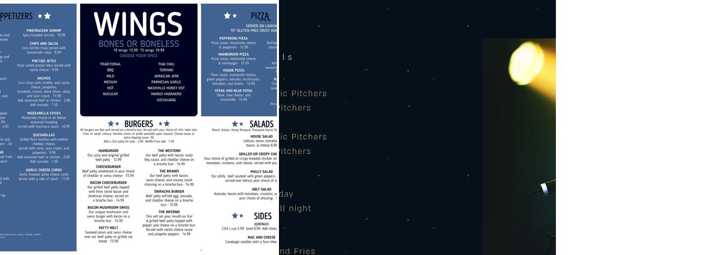 Cove Lounge & Grille Menu