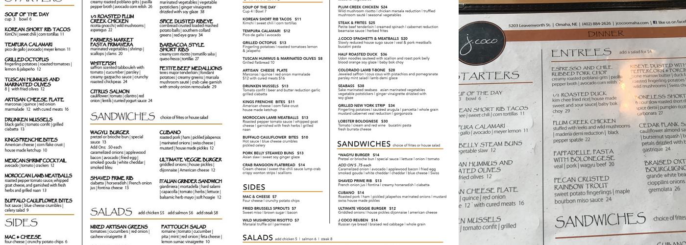 J. Coco Menu