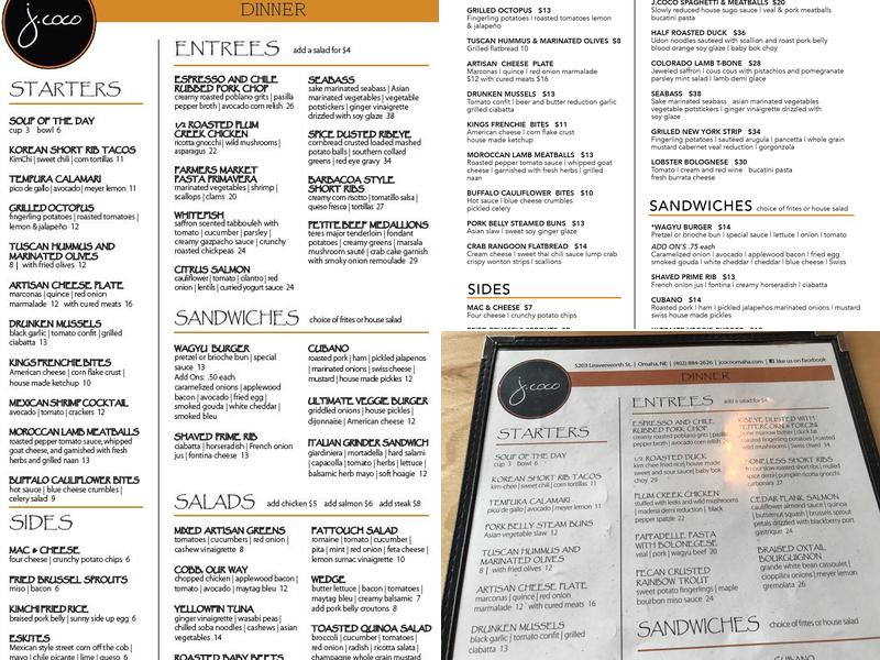 J. Coco Menu