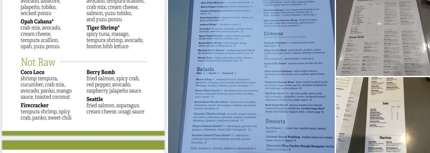 Ponzu Sushi and Grill Menu