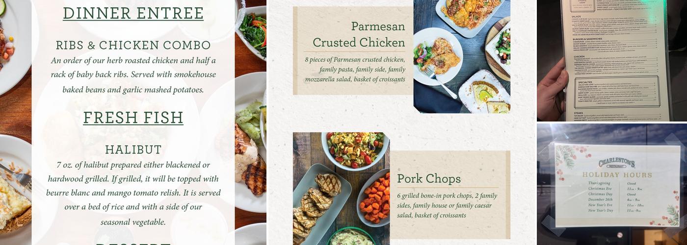 Charleston's Restaurant Menu