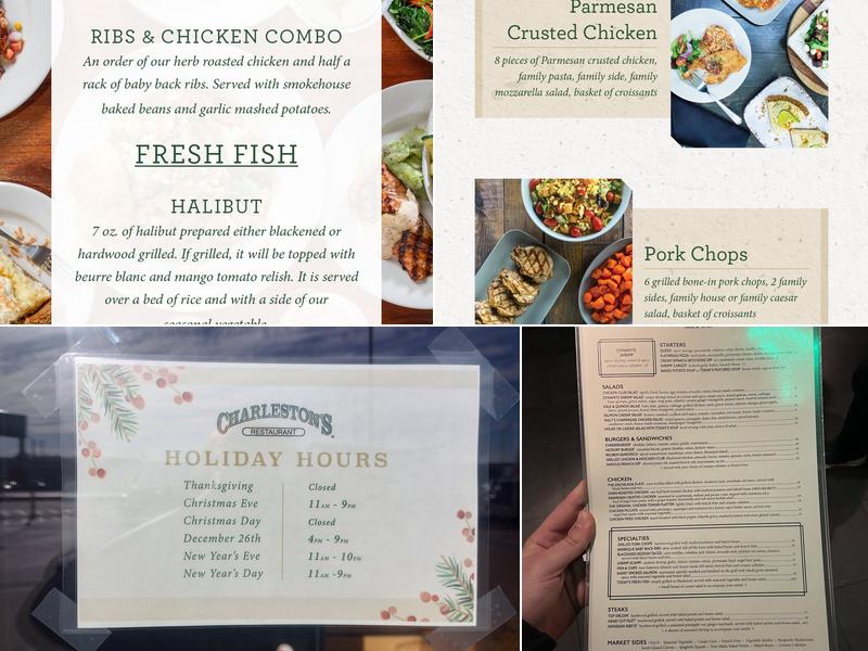 Charleston's Restaurant Menu