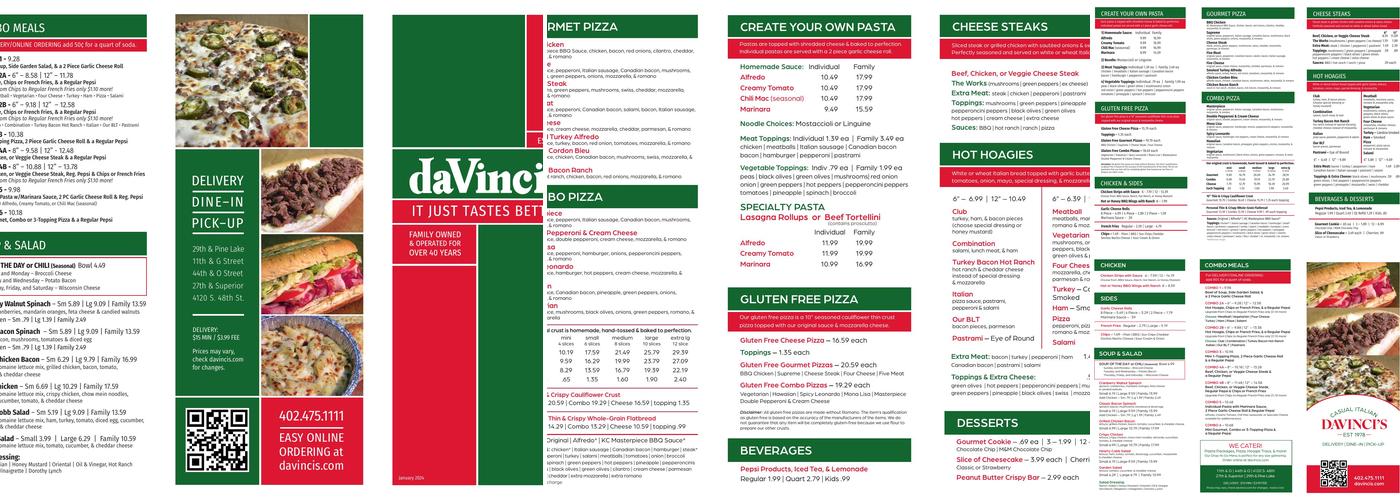 daVinci's Menu