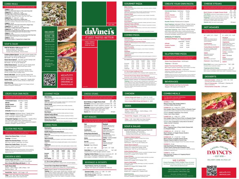 daVinci's Menu