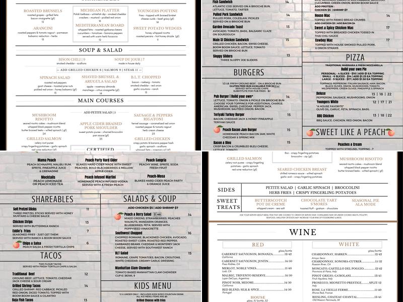 Younger's Irish Tavern Menu