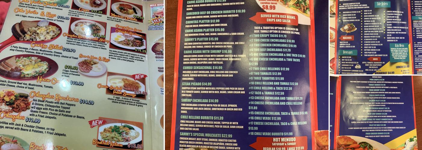 Sammy's Cafe Menu