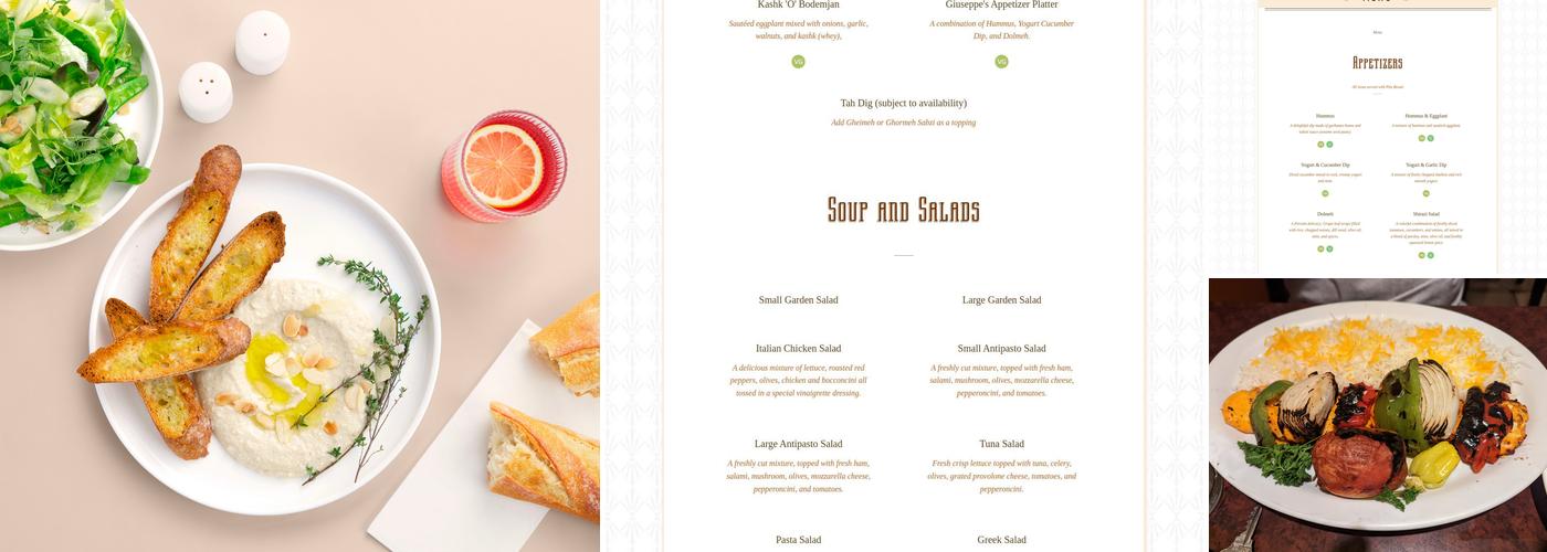 Giuseppe's Restaurant Menu