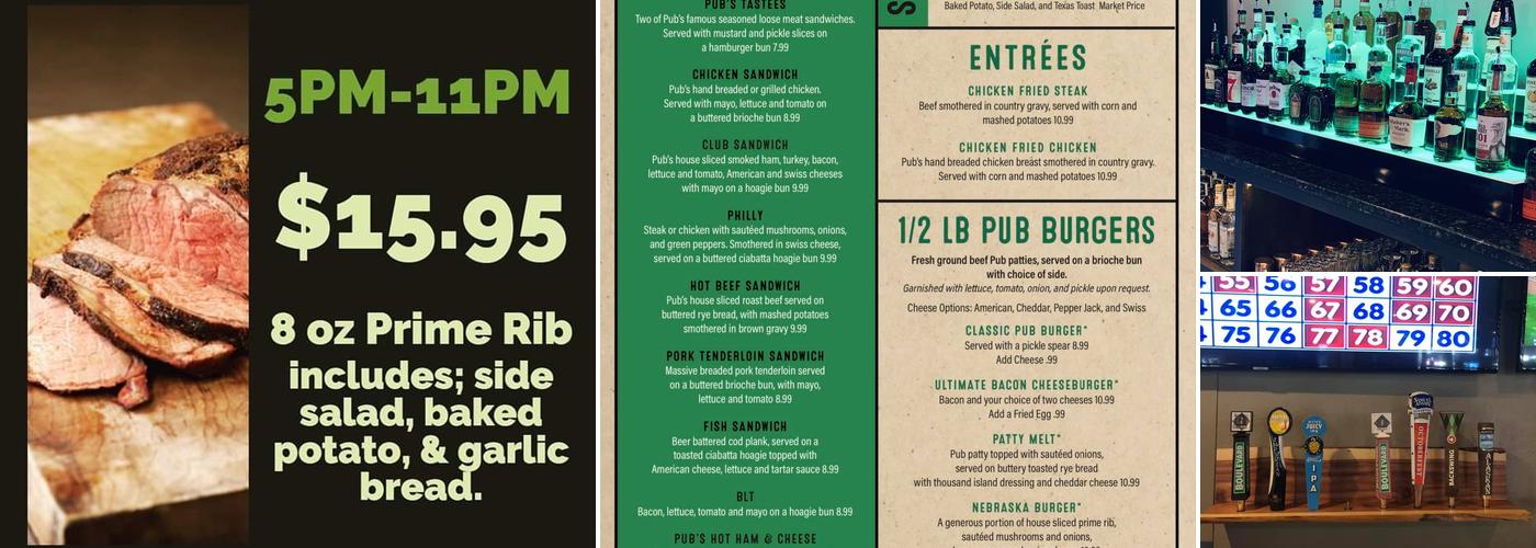 Pub Bar & Grill Menu