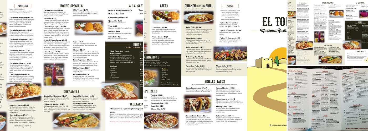 El Potrero Menu