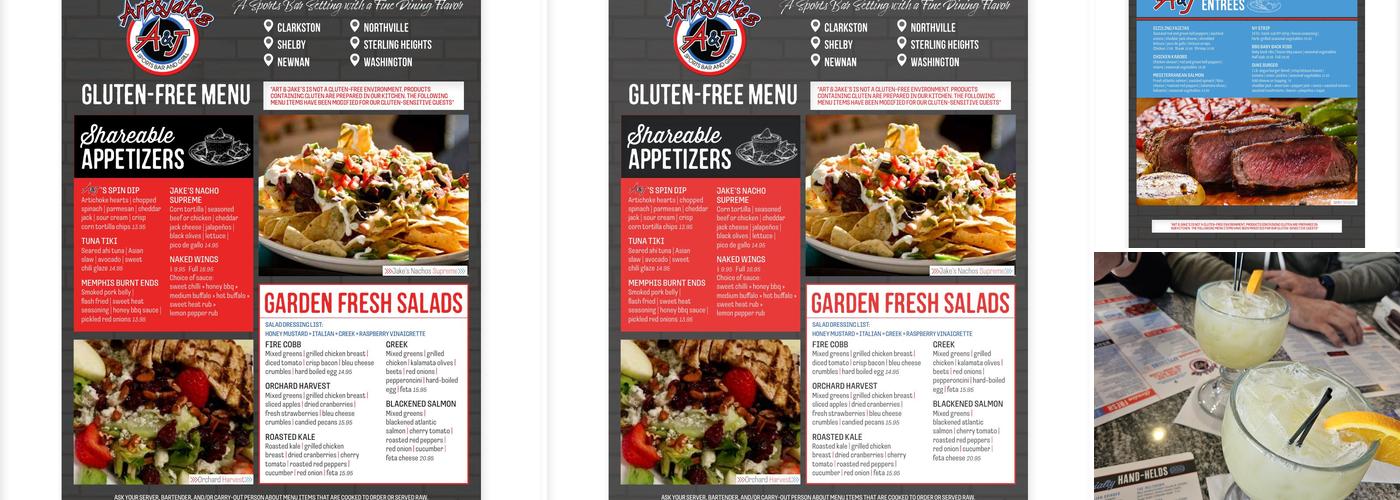 Art & Jakes Sports Grill Washington Twp MI Menu