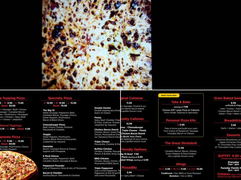 Simple Simon's Pizza Menu
