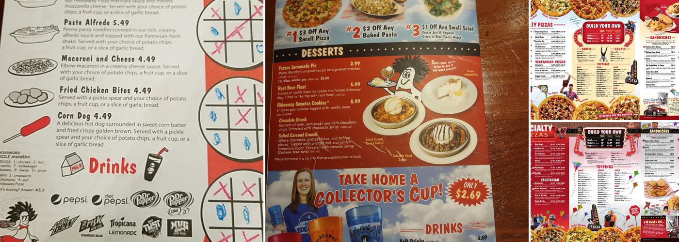 Hideaway Pizza Menu
