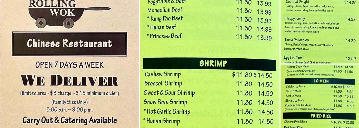 Rolling Wok Menu