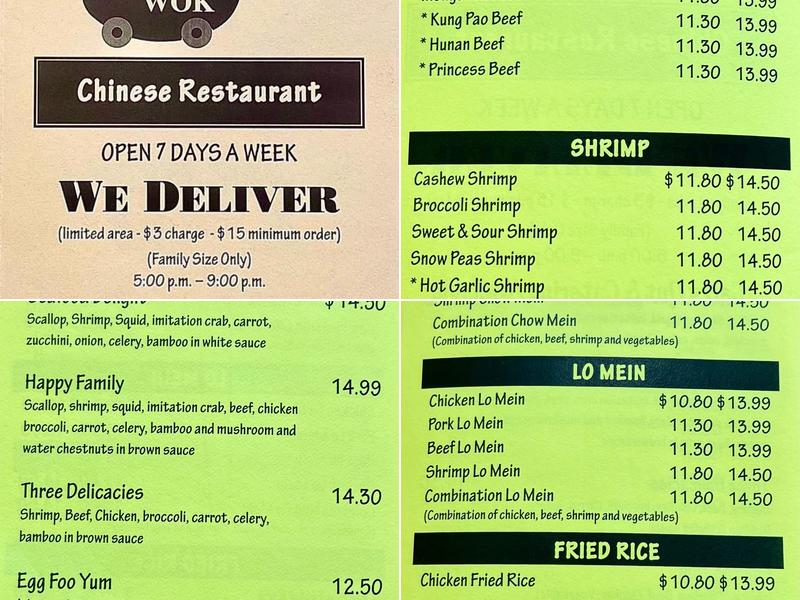 Rolling Wok Menu