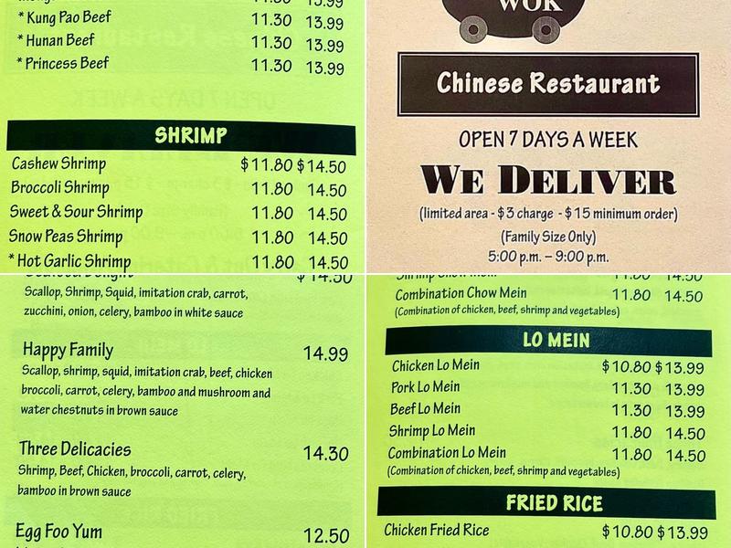 Rolling Wok Menu