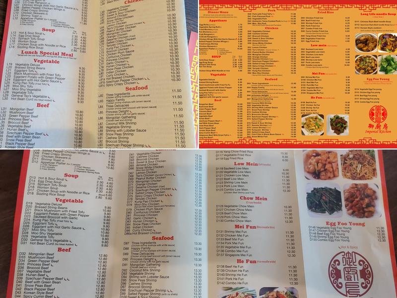 Imperial Kitchen Menu