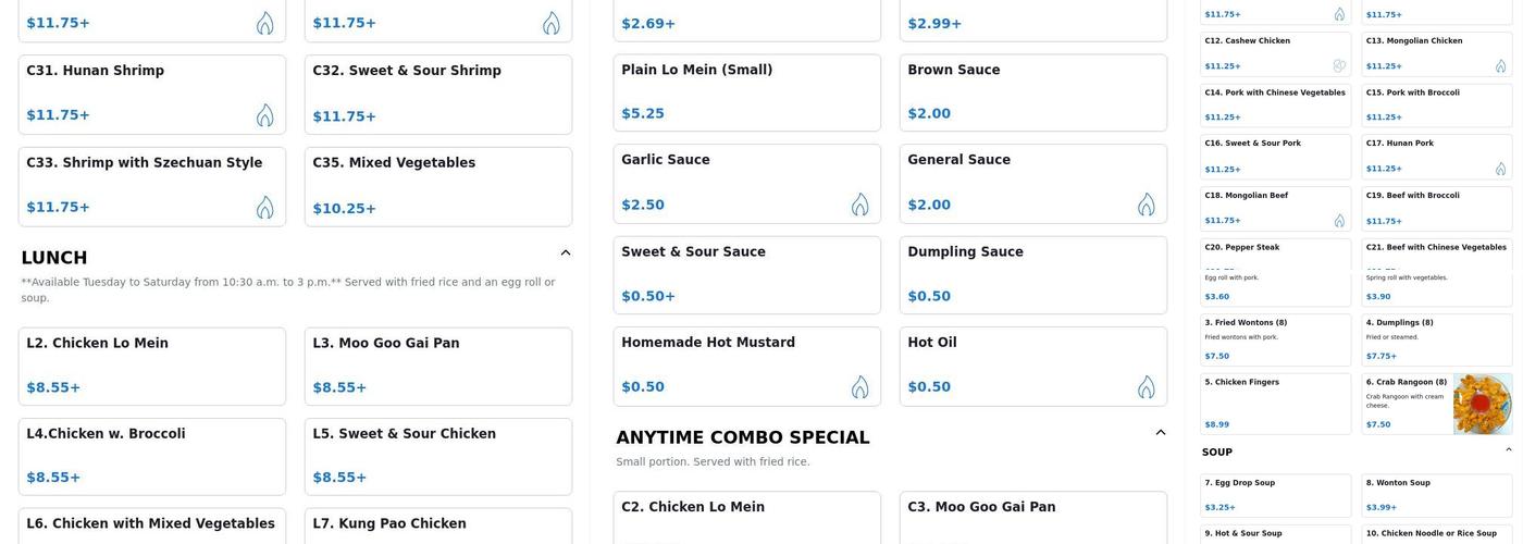 Zhang’s Menu
