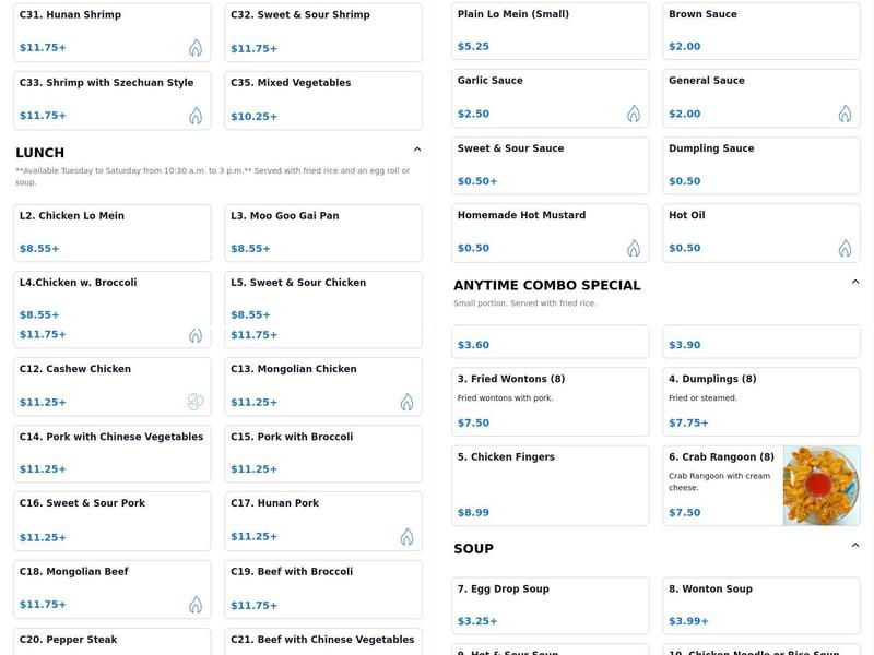 Zhang’s Menu