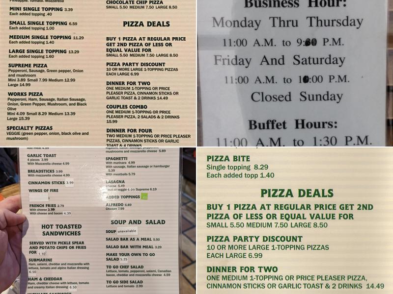 Ken's Pizza Menu