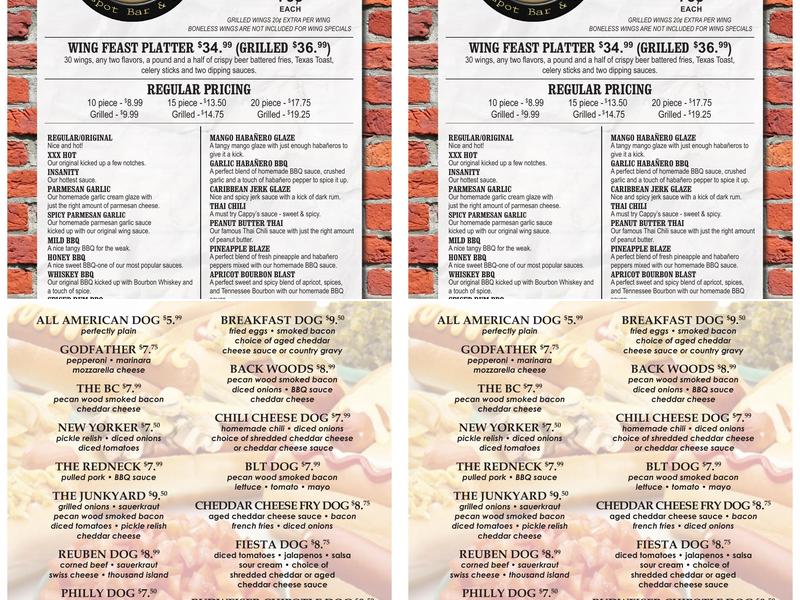 Cappy's Hotspot Bar & Grill Menu