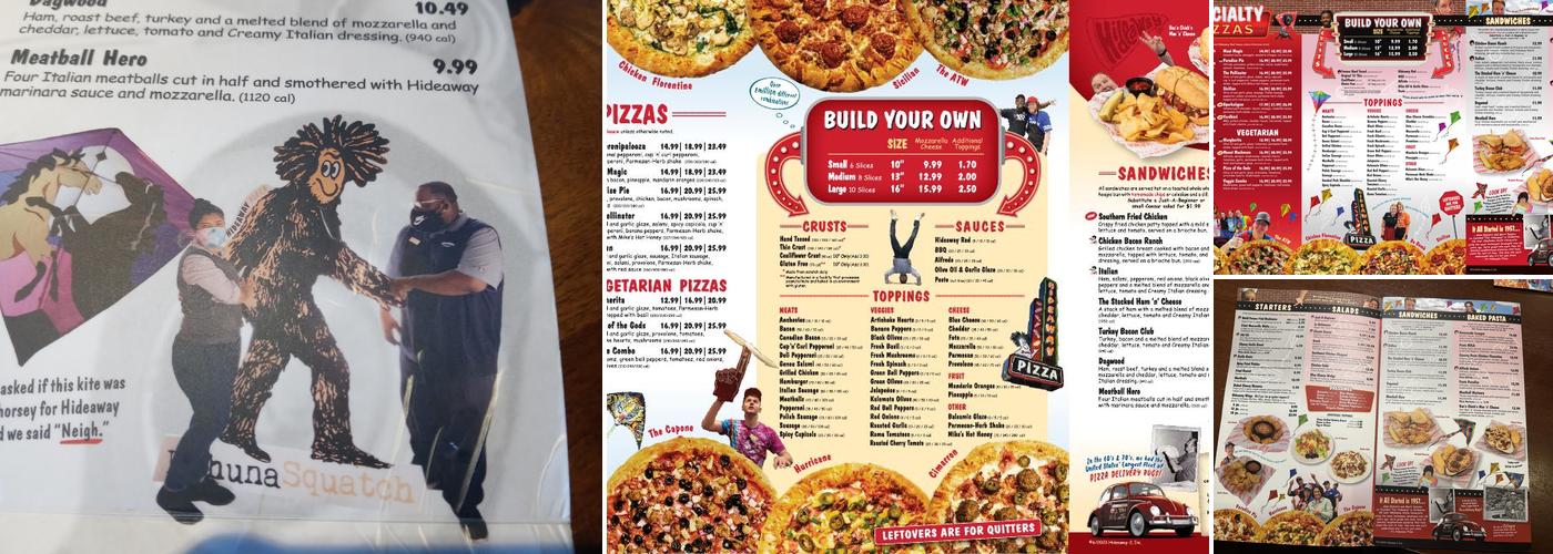 Hideaway Pizza Menu