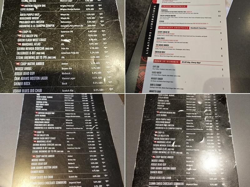 Smitty's Garage Burgers & Beer Menu