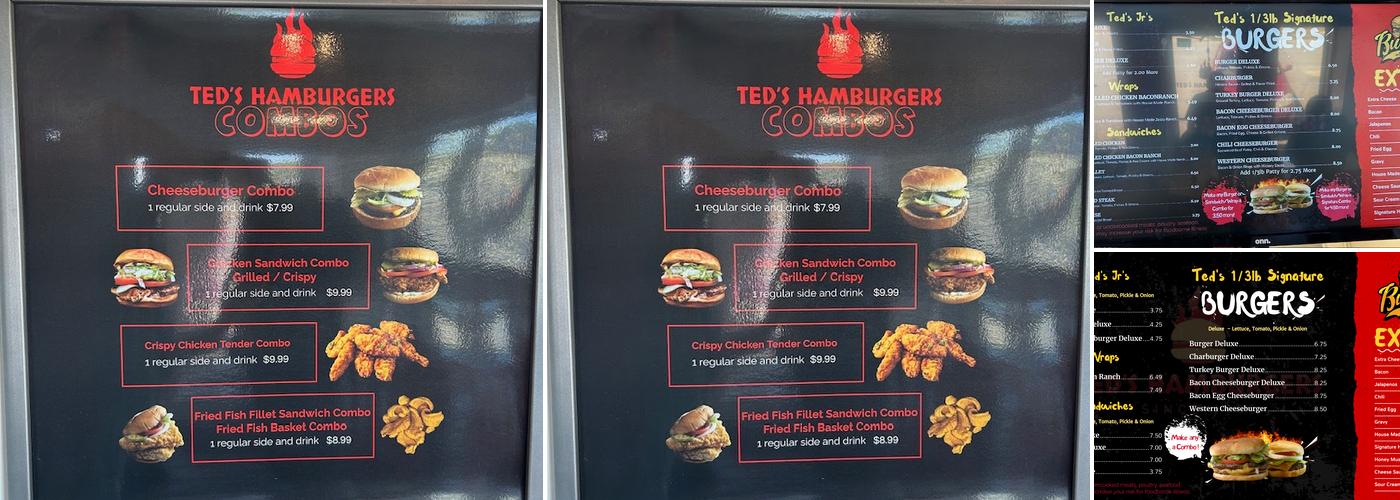 Ted's Hamburgers Menu