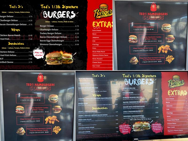 Ted's Hamburgers Menu