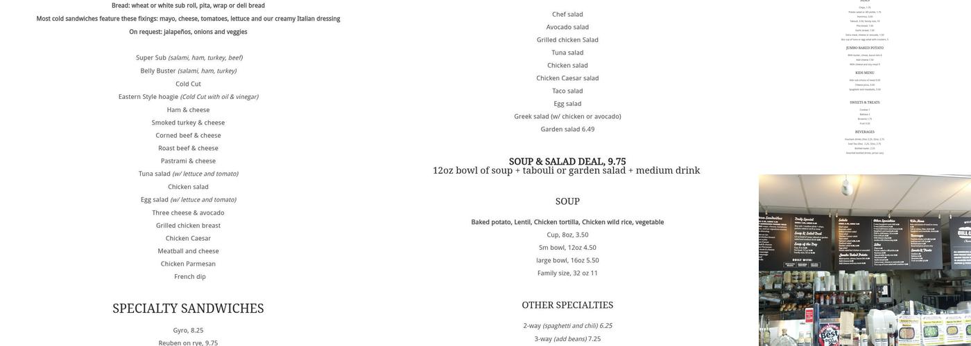 Bill & Ruth's Cherry Street Menu