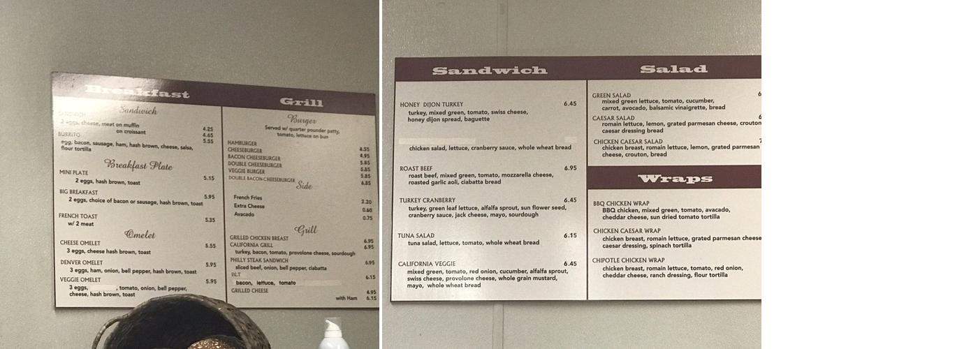 Cottage Cafe Menu