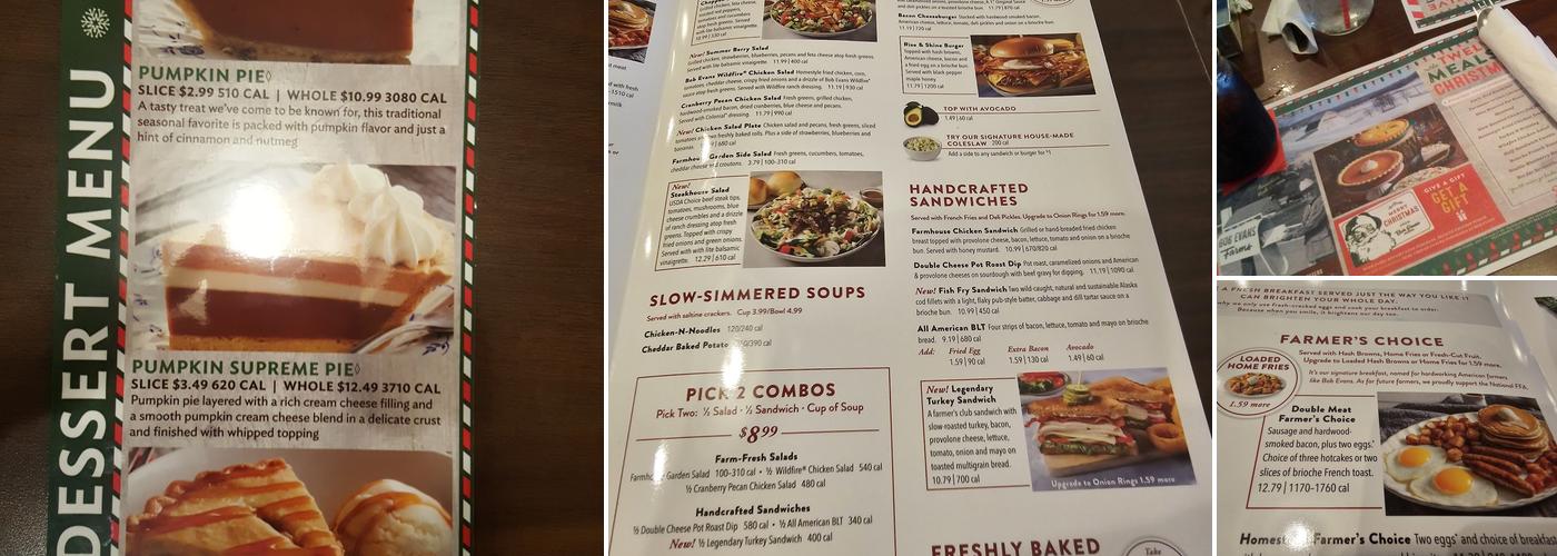 Bob Evans Menu