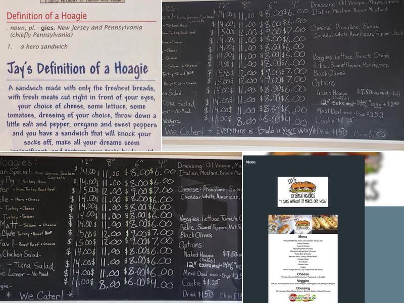 Jay's Original Hoagies Menu