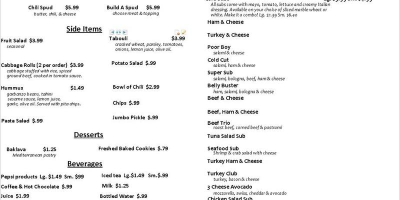 Hello Deli Subs, Salads & More Menu