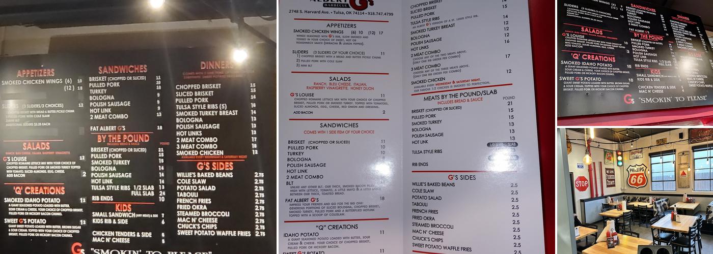 Albert G's Bar-B-Q Menu