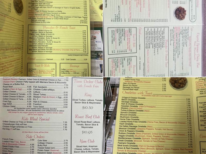 Crystal Springs Dairy Bar Menu