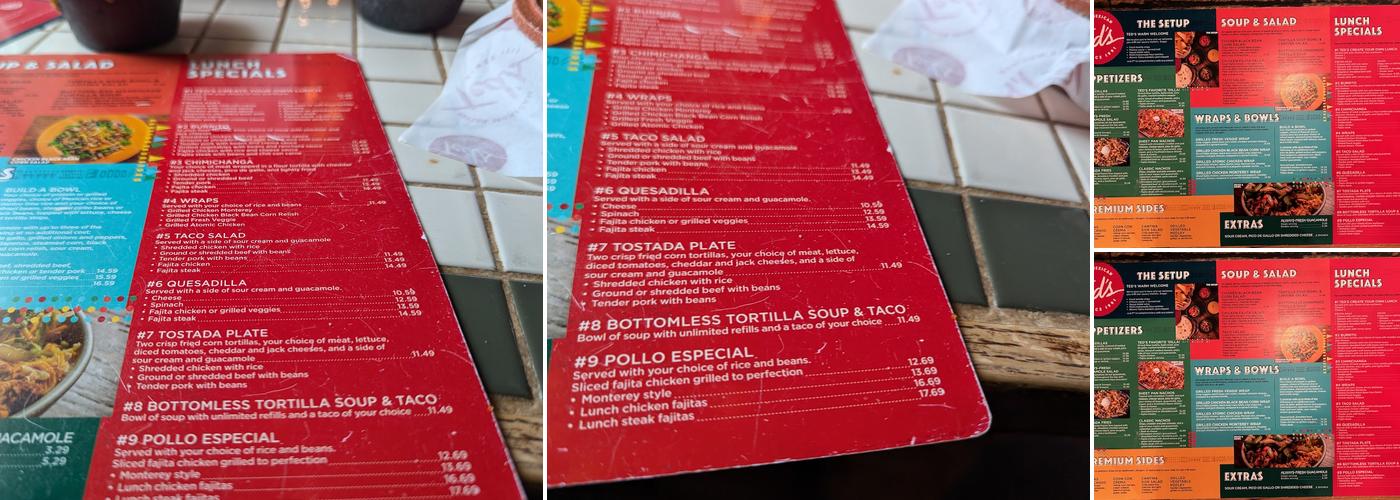 Ted's Café Escondido Menu