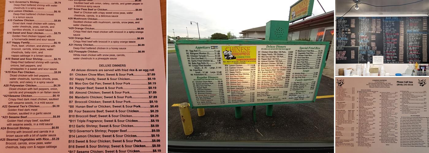 Chinese Express Menu