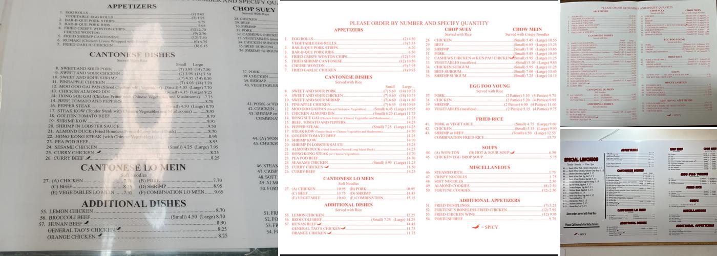 Fortune Chef Menu